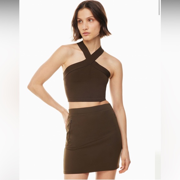 Aritzia Babaton Sculpt Knit Criss Cross Tank- Shade Coffee Bean- Size XS - Picture 1 of 8